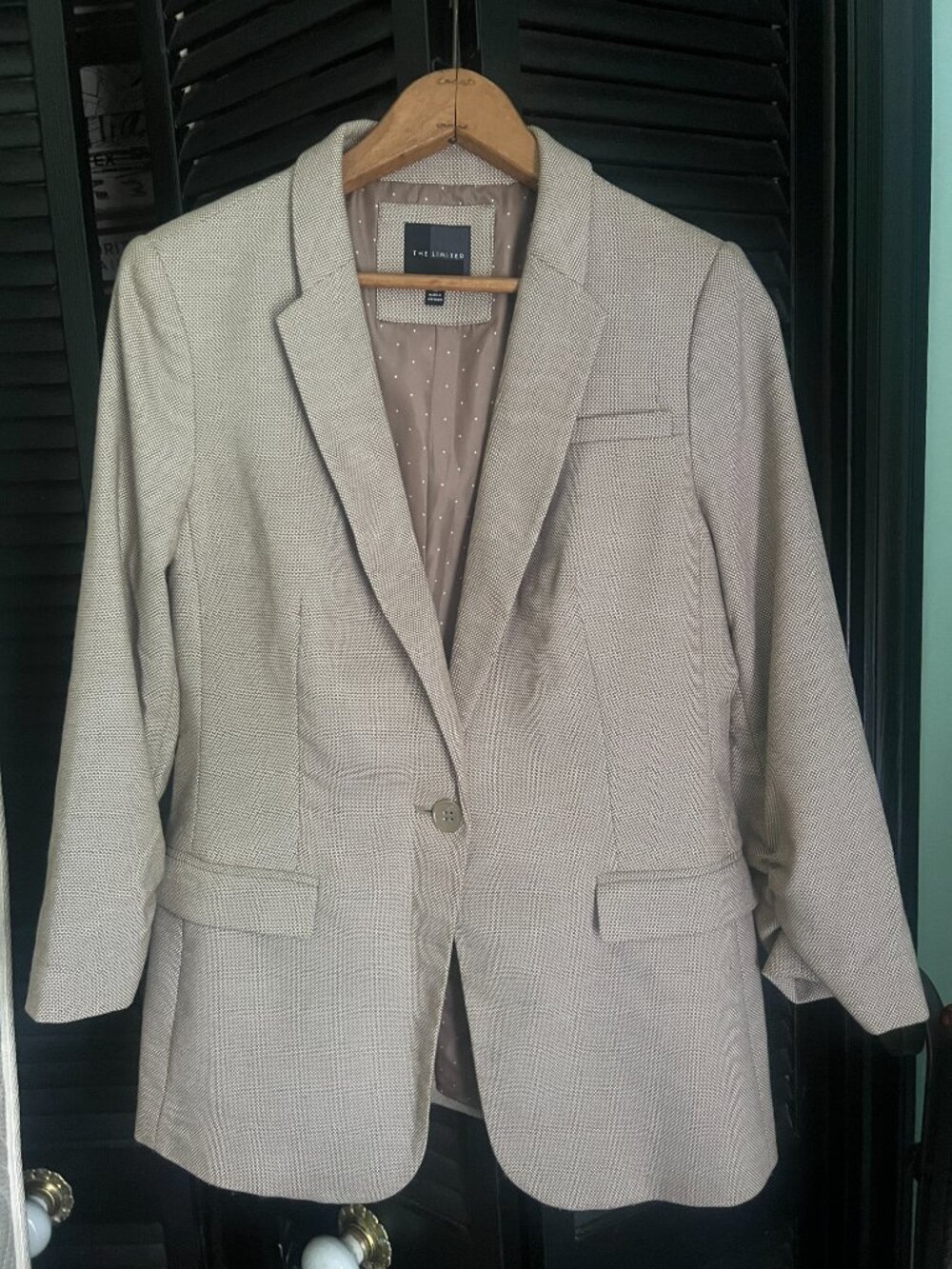 THE LIMITED Tan Textured Single Button Blazer Sz M - Picture 4 of 6